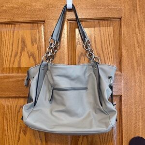 Maurices Light Gray Shoulder Bag with Chain Straps